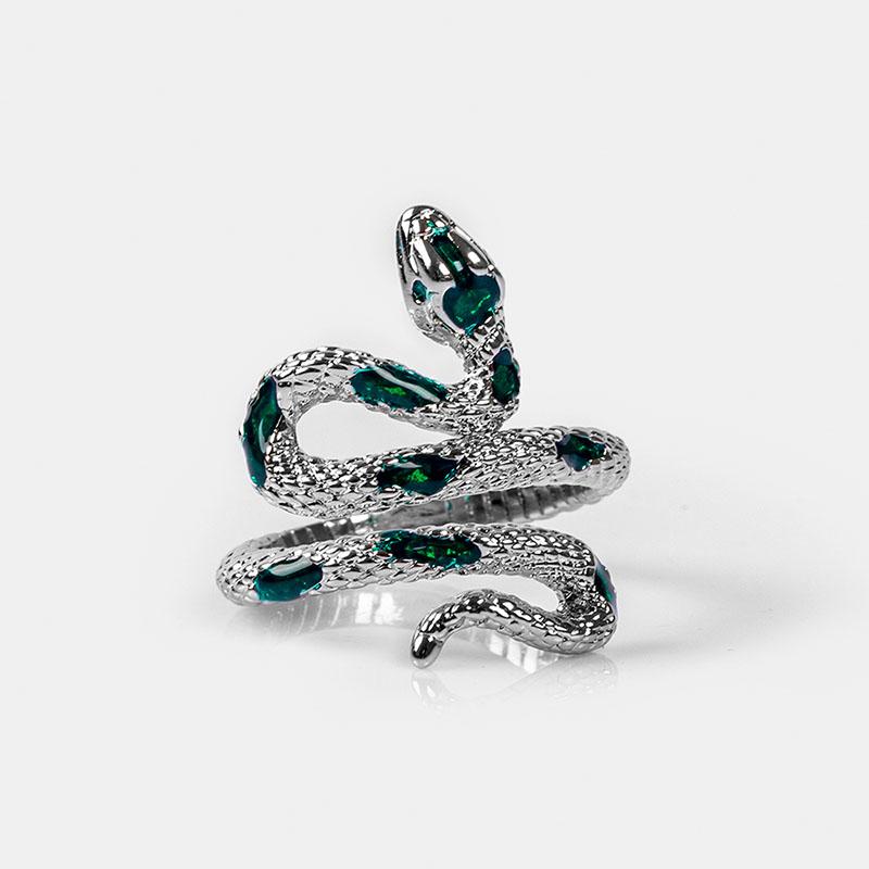 Fashion Gothic Drop Oil Snake Rings for Women Punk Hip Hop Silver Color Opening Adjustable Animal Ring Trendy Party Jewelry Gift