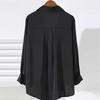 White Satin Shirt Loose Fit Spring Autumn Black Blouse Fashionable Design High Quality Comfortable Stylish Top