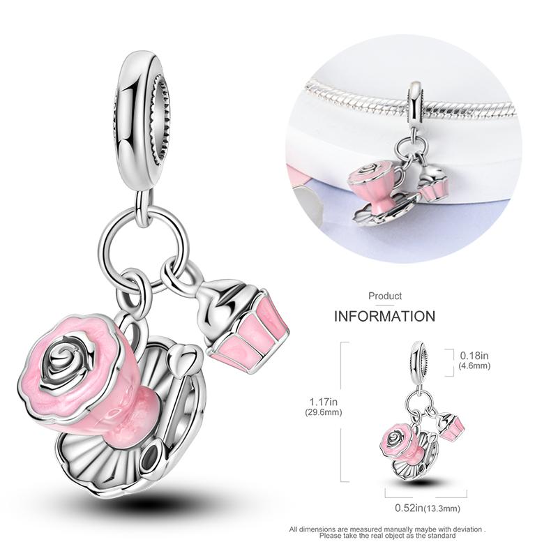 New Copper Bow Star Love Pink Series Charm Beads Suitable For 3Mm Original Bracelet Diy Fashion Jewelry Gift