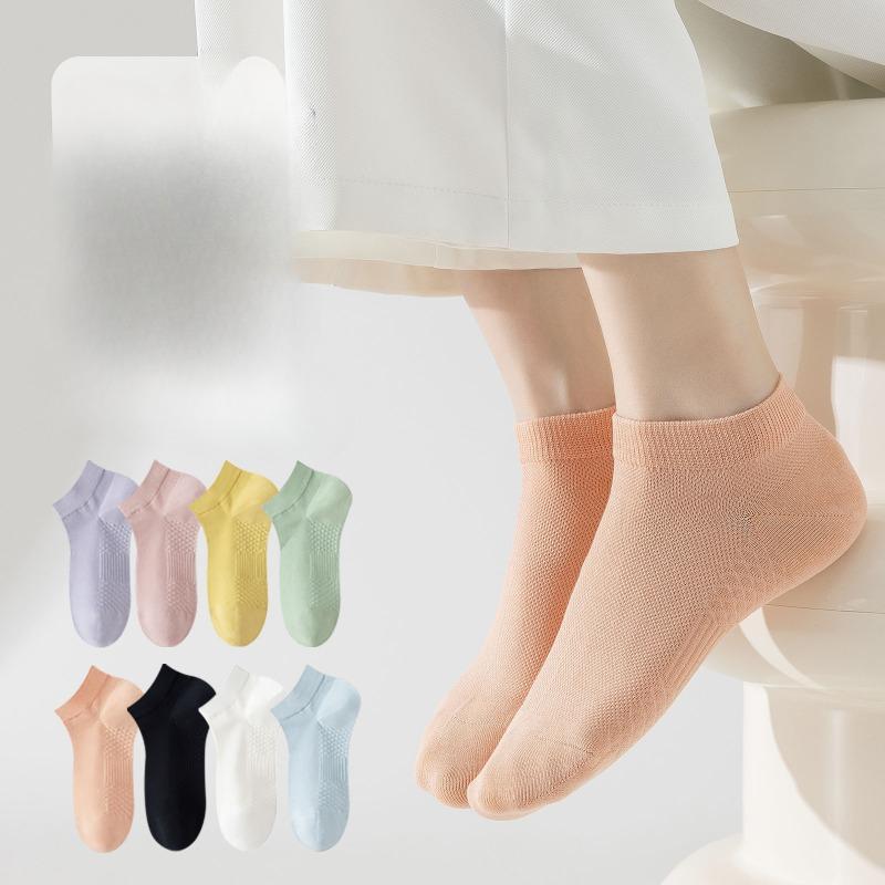 Summer Pure Cotton Boat Socks for Girls, Invisible Socks, Thin, Ultra-shallow, Sweat-absorbing and Non-dropping Cotton Short-sleeved Socks
