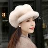 Thick Warm Imitation Mink Beret Solid Color Cloud Hat Cozy Peaked Cap  Winter