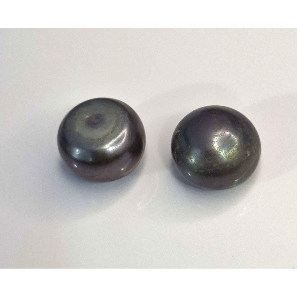 Certified Natural Pearl Black Round Cut 14-16 Ct Pair Stunning Loose Gemstone