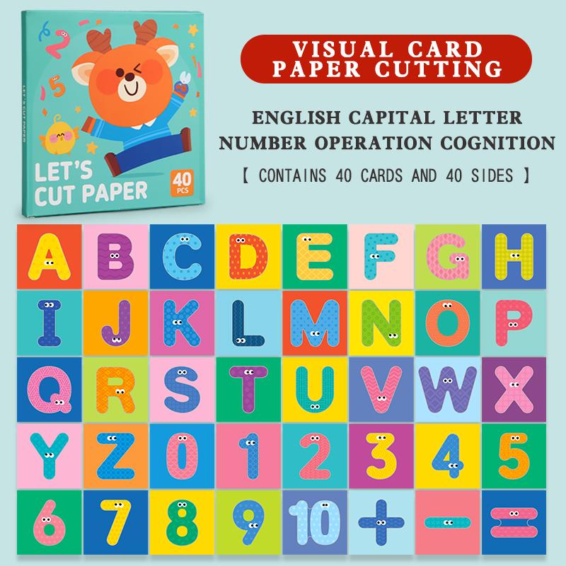 40Pcs Handmade Visual Card Paper Cutting Games Number Letter Traffic Dinosaur Fruit Cognitive Game Early Education Toys Gifts