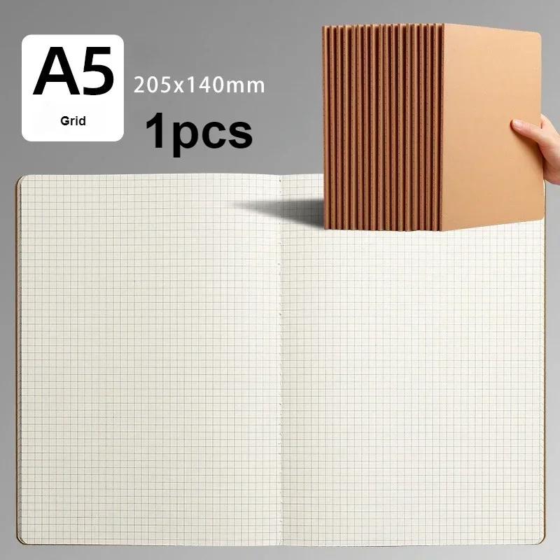 Notebook A5 Kraft Cover Vintage Diary Blank/grid/lined Stationery Planner Writing Paper for Students School Office Supplies