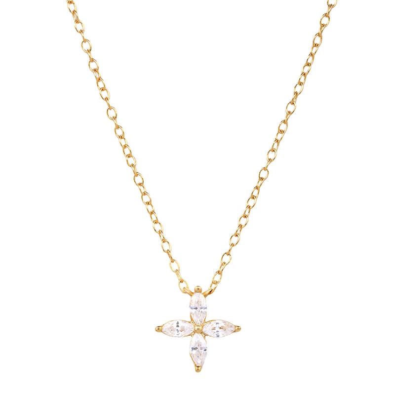 

Ожерелье из стерлингового серебра 925 пробы Arvaleff в виде четырехлистного клевера с 14-каратным золотом и циркониевыми бриллиантами золотой