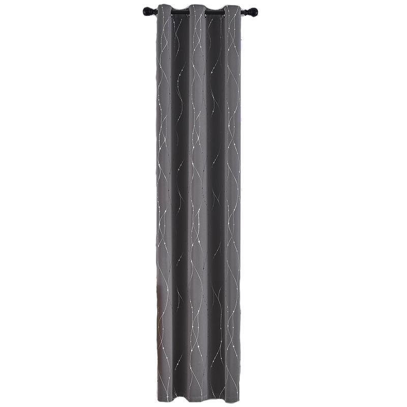 Blackout Curtains for Bedroom Noise Reducing Thermal Insulated Wave Line Foil Print Room Darkening for Living Room