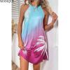 MODIQUE 2025 Summer New Women's Sexy Gradient Print Off The Shoulder Short Dress Ladies Casual H-Line Hot O-Neck Dress