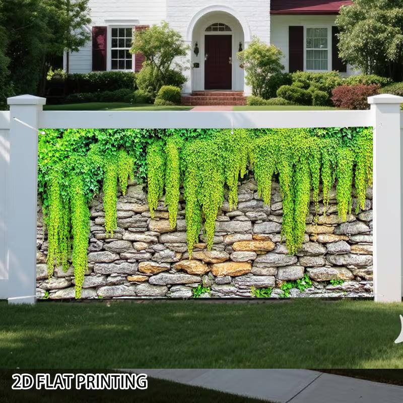 Country Garden Cascading Ivy Rough Cobblestone Photo Background