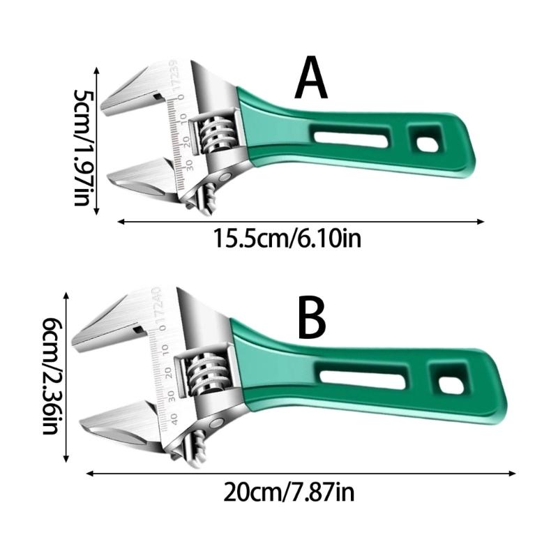 6/8inch Adjustable Wrench Professional Shifters Spanner with Wide Calibers Opening for Household