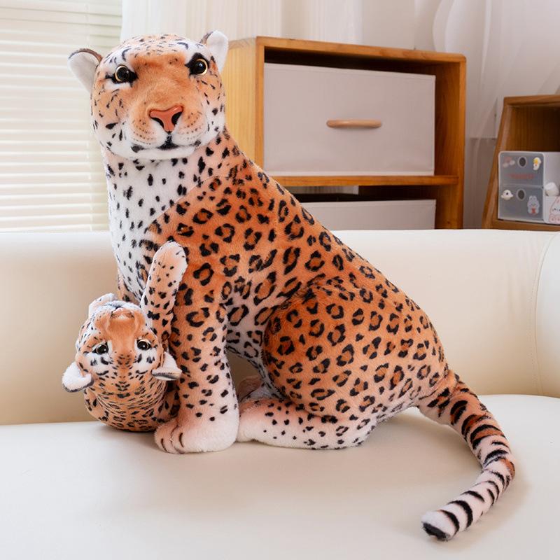 Cute Simulation Mother and Son Lion Tiger Doll Plush Toy Leopard Doll Children Companionship Soothing Doll