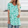 Top a maniche corte plissettati larghi da donna taglie forti top casual scollo a V maniche corte t-shirt casual estive da donna top t-shirt camicie