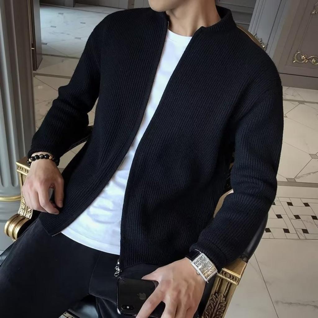 Large Size Sweater, Knitted Sweater Jacket, Men's Cardigan Jacket, Warm and Slim Fit Sweater
