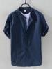 Men's 2026 Chinese Style Cotton Linen Stand Collar Short Sleeve Shirt
