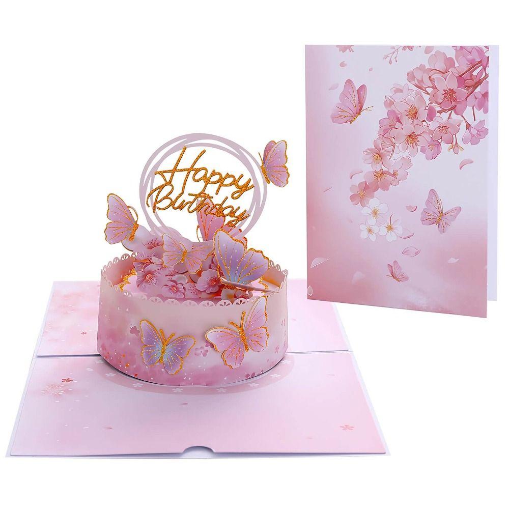 New 3D Happy Birthday Card Pop Up Four-Layer Birthday Cake Gift Card Foldable Best Wishes Mother's Day card Birthday Party