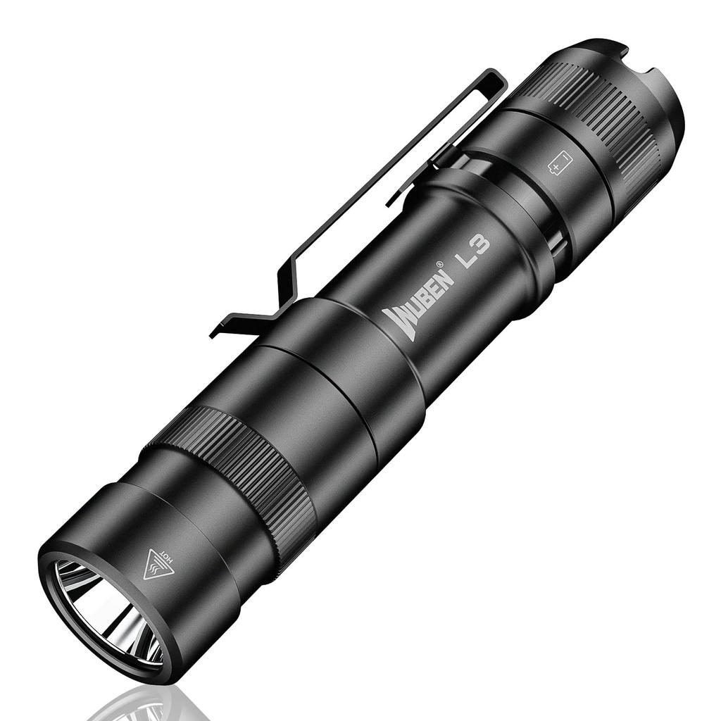 WUBEN L3 Powerful 3000 Lumens Rechargeable USB C 6 Dimming IP68 Powerful LED Portable and Portable Tactical Light for Emergency Power and Evacuations