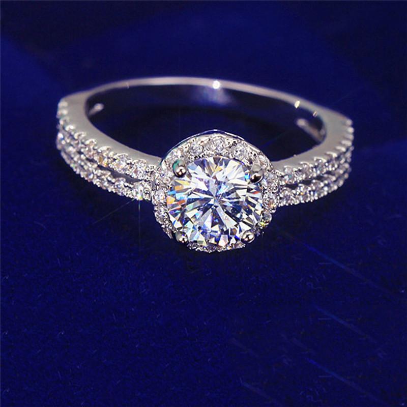 925 Sterling Silver Wedding Ring For Women White AAA Cubic Zirconia Lady Anniversary Gift Jewelry