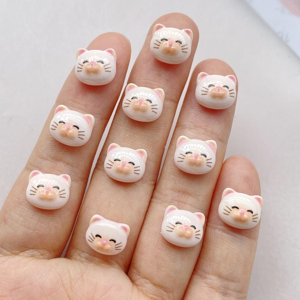 50Pcs Cute Cartoon Mini Cat, Little Fish Series Nail Art Resin Designer Charms DIY Craft For Nail 3D Decorations Jewelry