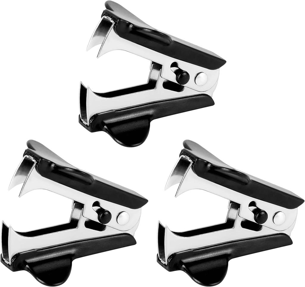 3-Pack Black Staple Removers, Mini Metal Staple Puller Removal Tools for School, Office, and Home Use