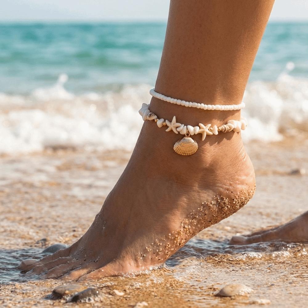 Pearl Foot Chain Shell Beach Jewelry Fashion Beaded Anklet  Jewelry