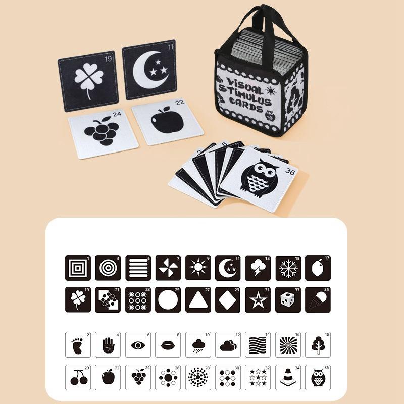 Montessori High Contrast Baby Plush Cloth Card,  Black White Visual Stimulation Infant Visual Plaything For Newborns Learning