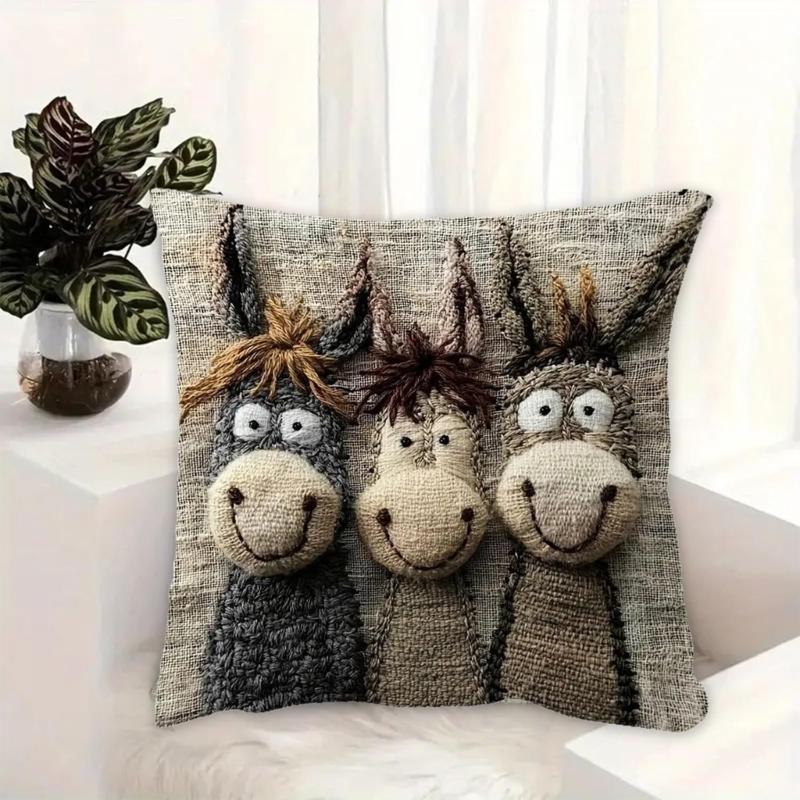 Multifunctional Plush Cushion Cover Features Fun Donkey Pattern Ideal for Sofa Bed Decoration