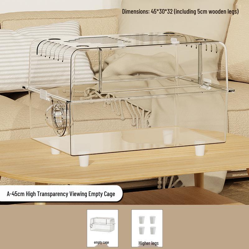 Luxury Acrylic Hamster Cage: Transparent, Spacious Breeding and Hibernation Box with Budgie Nest