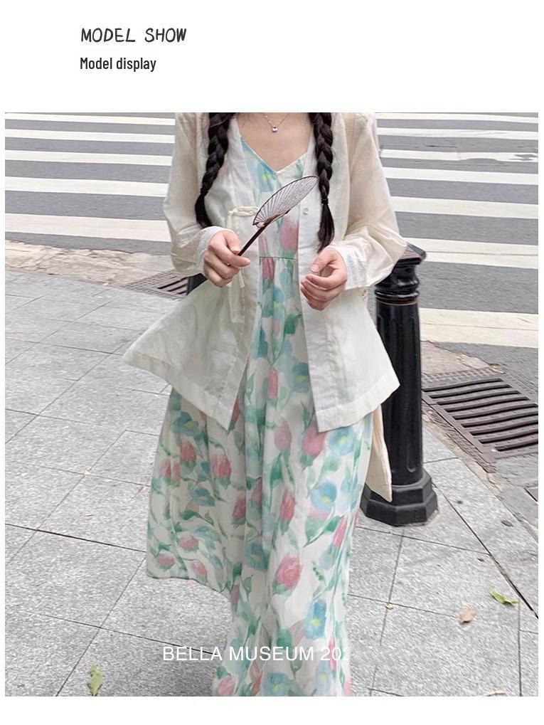 Süßes Sommer Tulpen V-Ausschnitt Träger Strandkleid