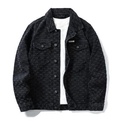 High-End Häkel-Denimjacke Herren Herbst Übergröße Locker Reversjacke Top