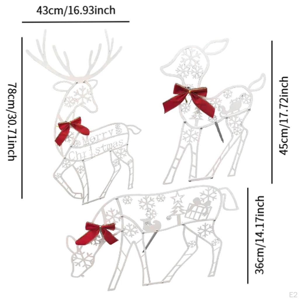 3Pcs Lighted Christmas Outdoor Decorations, Reindeer Family Set Ornaments, Deers