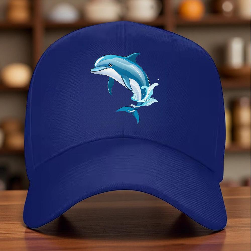 Dolphin Leaping Graphic Baseball Cap Adjustable Cotton Casual Sun Hat for Adults Unisex