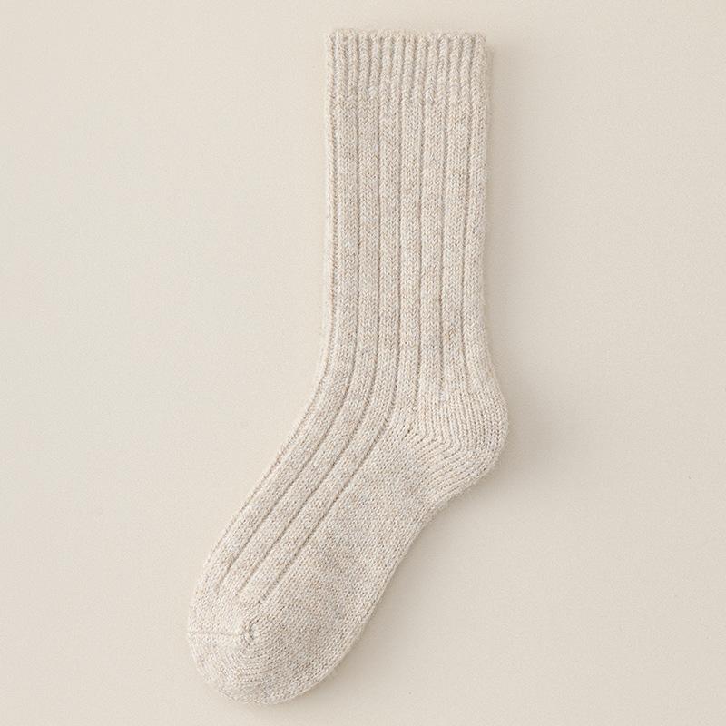 Wool Socks Children'S Medium Tube Socks Season Warm And Piled Thickened Versatile Solid Color Retro Cashmere Stacking Socks