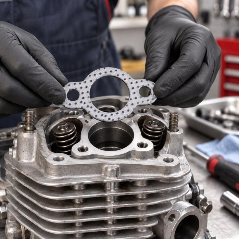 Carbon-Composite Cylinder Head Gasket Kit, Formed Center and Side Openings, Part 24 041 49-S for Engine Sealing Component Replacement