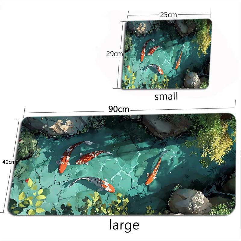 Carps in the Pond Mouse Pad Large Computer Office Game Table Mats XXL Rubber Anti-slip Gaming Keyboard Mousepads Long Desk Pads