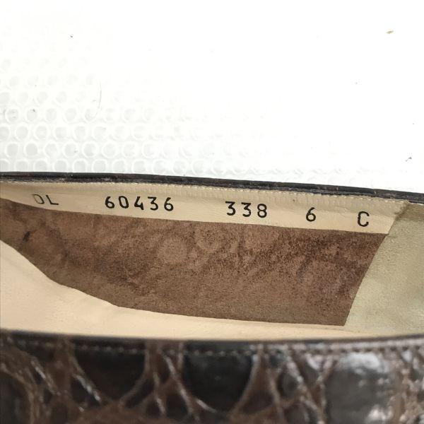 Salvatore Ferragamo Vara Ribbon Crocodile Leather Pumps Brown Size 6C (23.0cm) Italy Made(USED)
