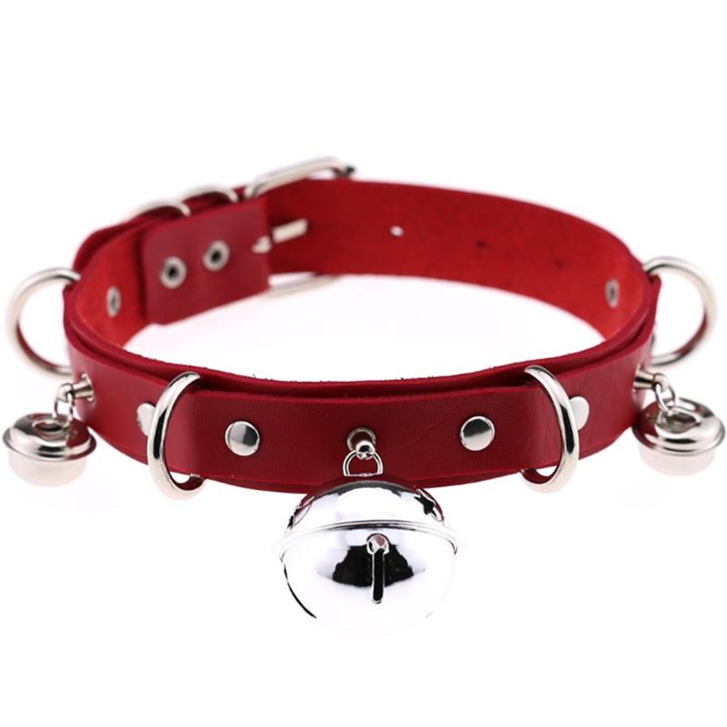 1Pc Punk Women Harajuku Heart Religion Cross PU Leather Choker Necklaces Punk Gothic Spike Rivet Collares Bell Torques Jewelry