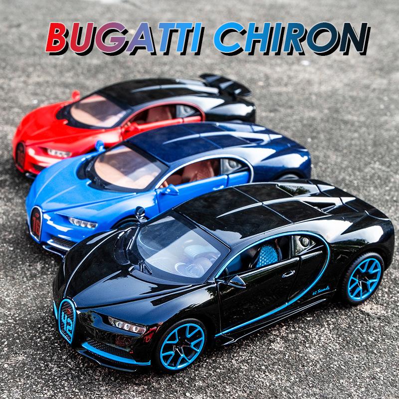1/32 Bugatti Diecast Alloy Car Model Metal Pull Back Simulation Car Toy Boy Sports Car  Acousto-optic With To Open The Door Gift Car Toy