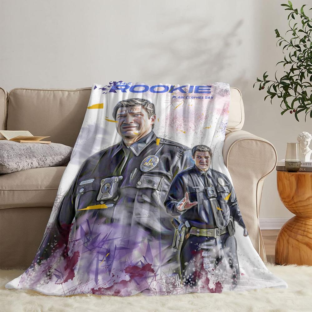 GUOYU Blanket TV The RRookie Throw Soft Flannel Throw Summer Blanket Lightweight Cozy Nap Blanket for Sofa Bed Travel