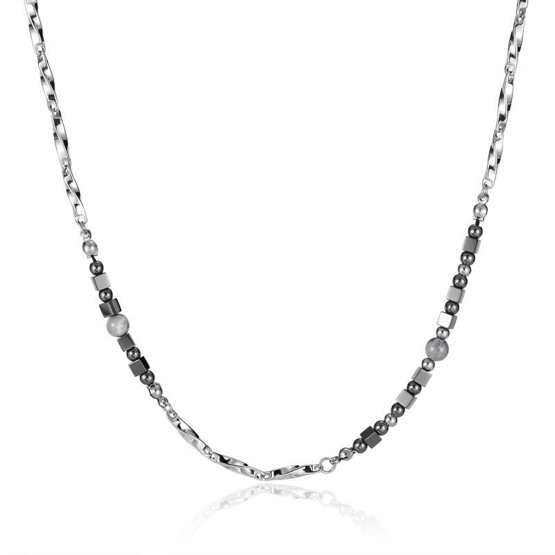 Ins Niche Design Titanium Steel Necklace Personalized Trendy Versatile Black Gallstones Bead Men s Women s Universal Collarbone Chain