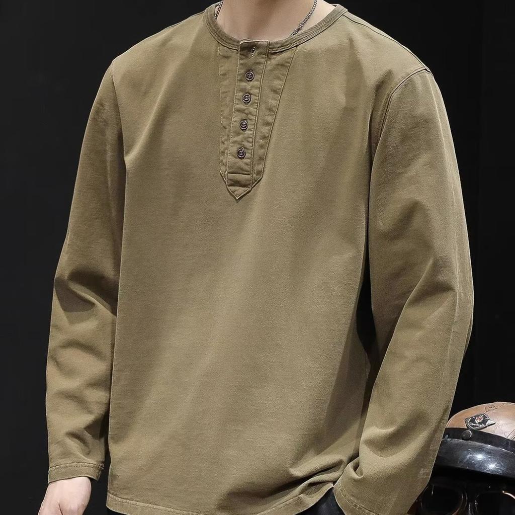 2025 Men Korean Fashion O Neck Tshirts Man Loose Long Sleeve Casual Top Male Streetwear Vintage T-Shirts Couple Sweatshirt