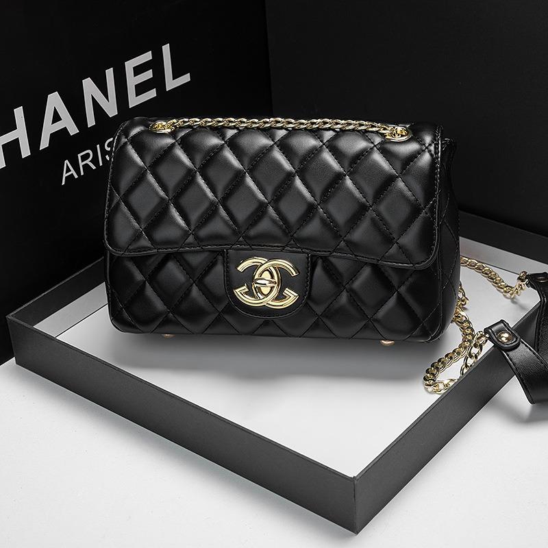 Genuine leather rhombus chain bag trendy versatile high-end sheep pattern large-capacity messenger bag new