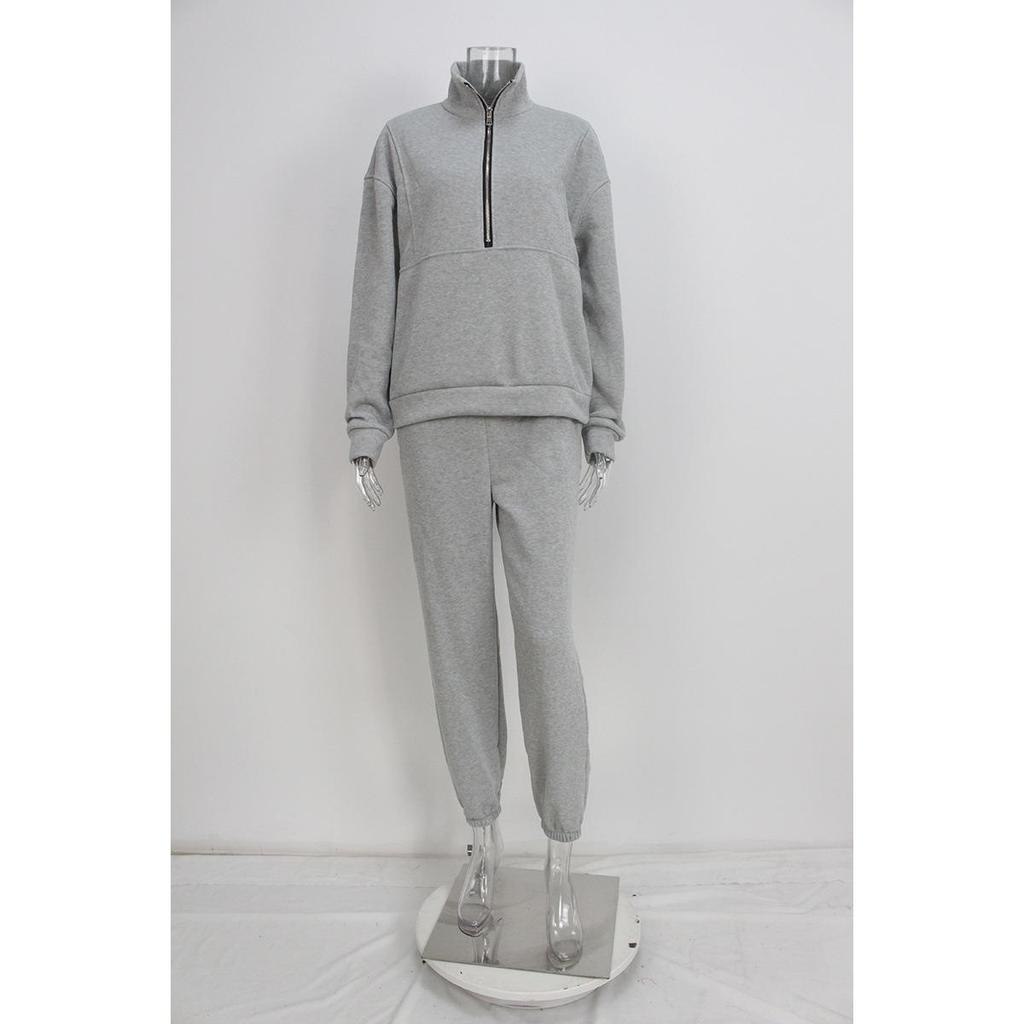 Damski dwuczęściowy zestaw bluza z kapturem polarowy sportowy uliczny casualowy modny dla kobiet