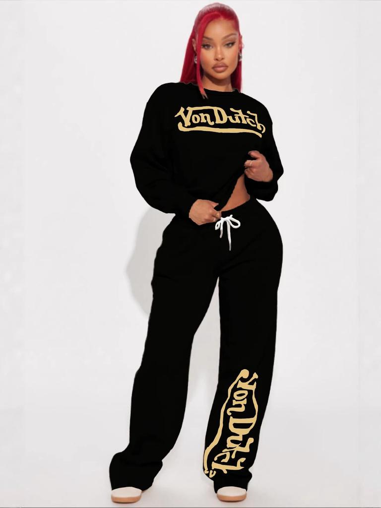 Dámská sada s potiskem Von Dutch: Volné, ležérní a módní Streetwear pro pohodlné každodenní nošení.