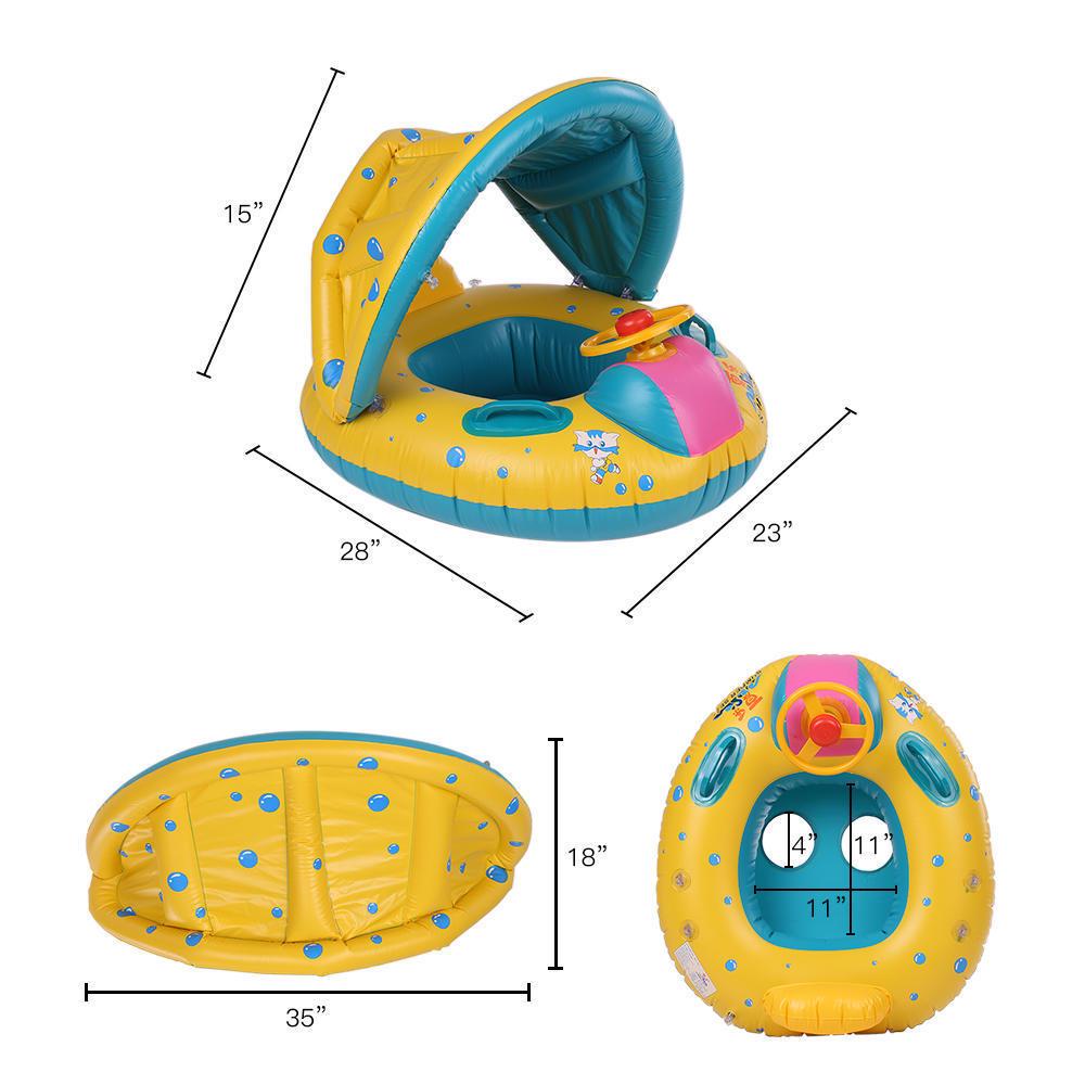 Inflatable Soft Baby Swimming Ring with Detachable Sun Canopy Shade