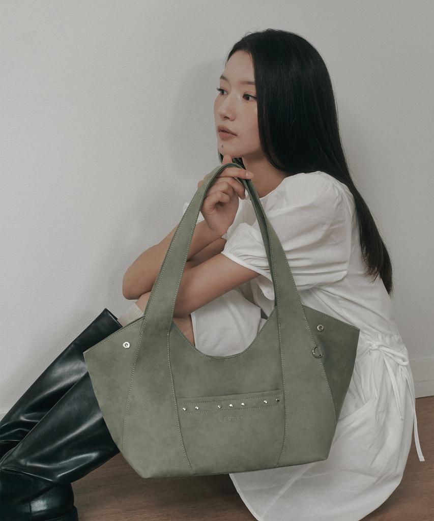 Verdan Aube Suede Shopper Bag_Green