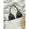 TS JYL-BK009 Polka Dot Halter Bikini Top, Tie Back Stylish Swim Top For Beach Daily Wear