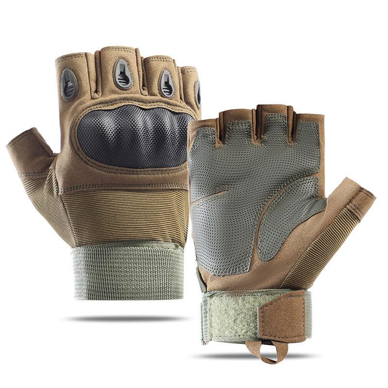 

Outdoor gloves men s half finger carbon fiber shell anti-cut wear-resistant fighting sports training non-slip tactical gloves XXL
