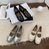 Fashion Soft Square Toe Casual Woman Shoe Shallow Mouth Female Footwear Moccasin Dress New Flat Hook & Loop PU Solid Rubber Mary Janes