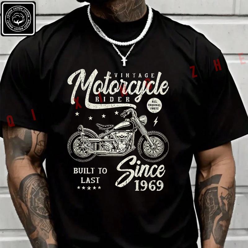 Motorcycle Rider Since 1969 Moto T Shirt Men's Cotton Casual Short Sleeved Round Neck T-shirt T