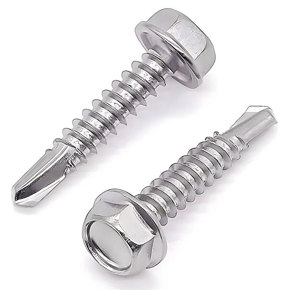 250Pcs Self-Tapping Screw Assortment Kit Outer Hexagon Drive Fully Threaded Self-drilling Screw High Quality 410 Stainless Steel