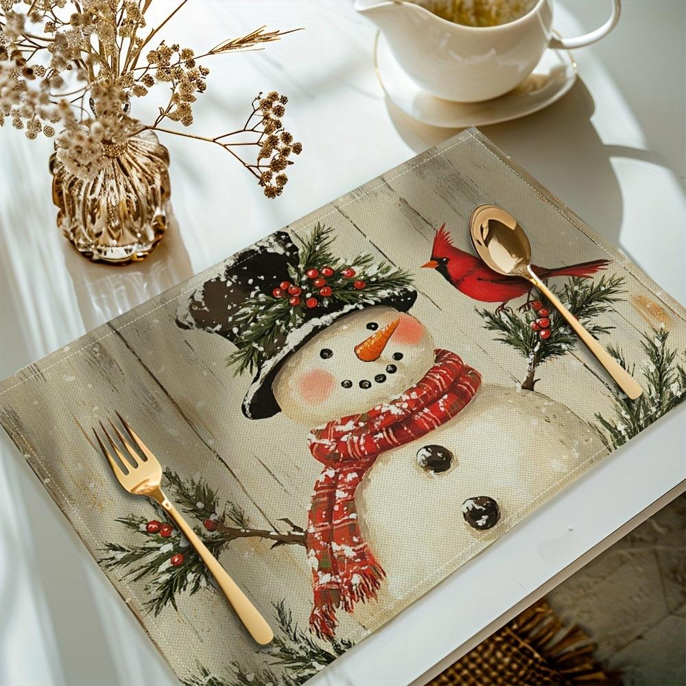 

Рождественский снеговик, подставка под приборы, кухонный коврик, легко очищаемый протектор поверхности для плиты, холодильника, посудомоечной машины, ванной комнаты - праздничный декор стола 45x30cm